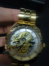 WLISTH-Reloj de pulsera de cuarzo para hombre, luminoso, con abertura para fecha, de acero inoxidable, resistente al agua, de las mejores marcas, dragón dorado