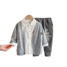 New Spring Autumn Children Fashion Clothes Baby Boys Girls Letter Jacket Shirt Pants 3Pcs/sets Kids Toddler Cartoon Sportswear