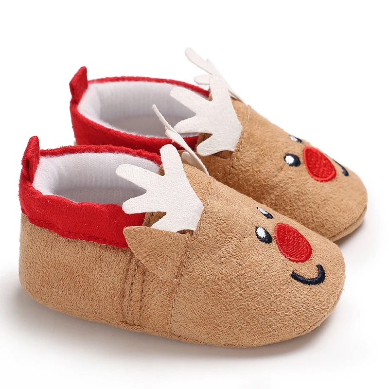 Рождественская зимняя обувь для маленьких девочек; нескользящая Мягкая подошва; теплая зимняя обувь; детские ботинки