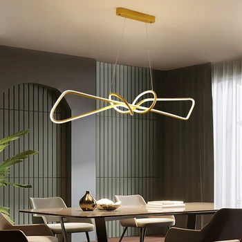 

Modern LED Chandelier lighting Black/Golden Simple Restaurant Cafe Bar Art Hanging Lights Nordic Dining room island Pendant lamp