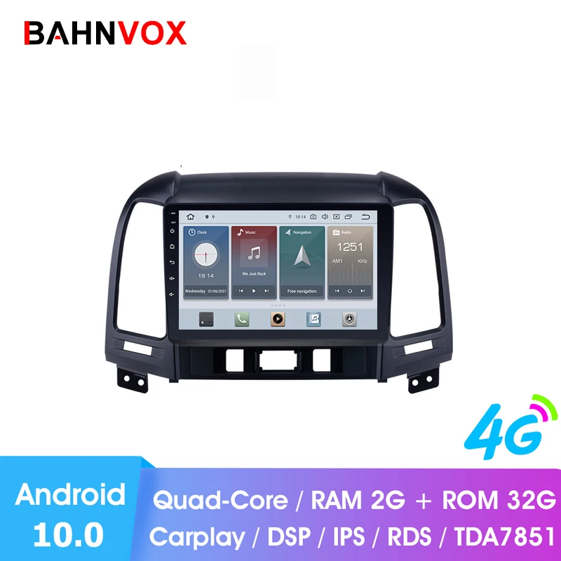 Автомобильный dvd-плеер RAM2G магнитола 9 дюймов на android 10 0 с gps для HYUNDAI SANTA FE 2005 2012 |