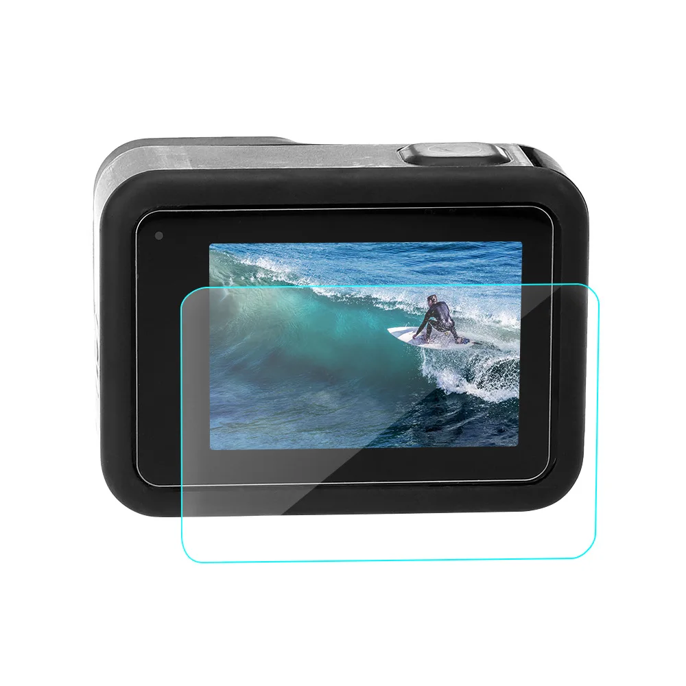 Для Gopro 8 Черные аксессуары, защита экрана закаленное стекло ультра ясный lcd HD+ защита объектива 3 шт. Набор для Go Pro Hero 8