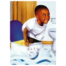 Алмазная Картина Африканский мальчик идет в туалет 5D DIY алмаз для алмазной вышивки мозаика крестиком украшения ванной L132