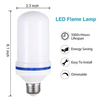 

LED Flame Effect Light Bulb - 4 Modes with Upside Down Effect - E26 Base LED Bulb - Flame Bulbs for Halloween Decorations /Hotel