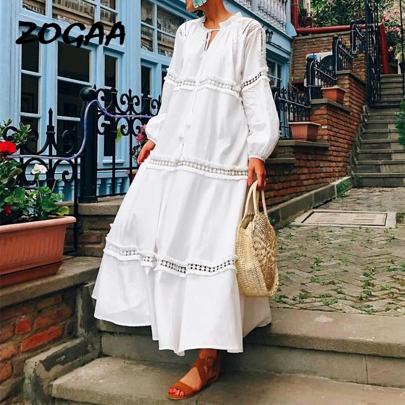 boho maxi dress white
