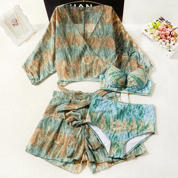 

STAERK female fission three-piece show thin covering belly small chest together long sleeve blouse fairy fan South Korea ins