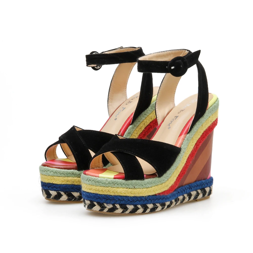 

Sandalias Mujer 2019 New Fashion Color Wedge Heels Gladiator Sandals Women Summer Party Open Toe Platform Sandals