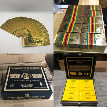 

1000pcs per box Running Serial number 6003 Zeros One Dumillion Dollars Zimbabwe 24K Gold Banknote with security UV light