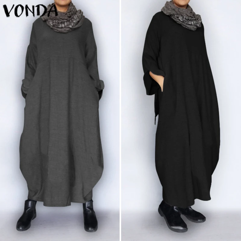 Winter-Sweatshirts-Dress-Women-Robe-VONDA-2023-Casual-Muslim-Sundress ...