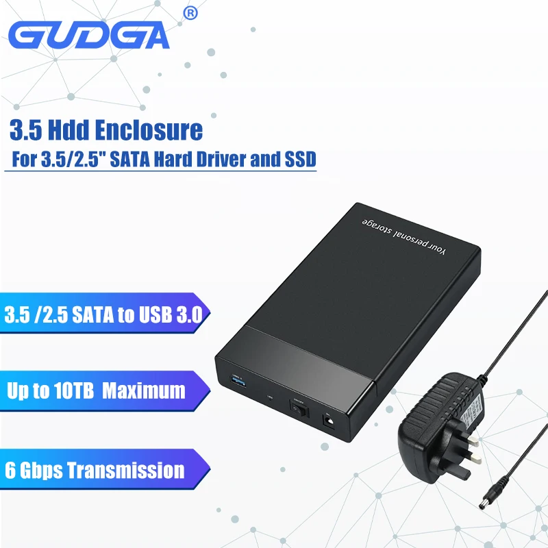 Gudga External Box Hdd 3.5 Inch 2.5 Sata To Usb 3.0 6gbps Hdd Enclosure Sata Iii Ssd Case For