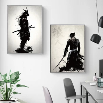 

Canvas Nordic Pictures Home Decoration Japanese Samurai Painting Wall Art HD Print Creative Hotel Poster Modular For Living Room