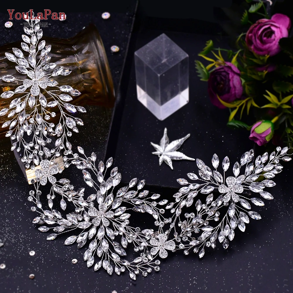 YouLaPan Cathedral Wedding Tiara Luxurious Rhinestone Headband Alloy Flower Headpiece Handmade Bridal Hair Accessories HP390