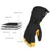 Cowhide Long Warm Ski Gloves Five-finger Waterproof Windproof Winter Snowboard Gloves Motorcycle Cycling Snow Mittens 5