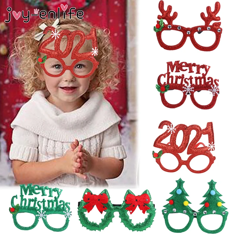 

1pcs Merry Christmas Glasses Santa Claus Snowman Xmas Tree Photo Props Christmas Decorations Xmas Gifts New Year 2021 Glasses
