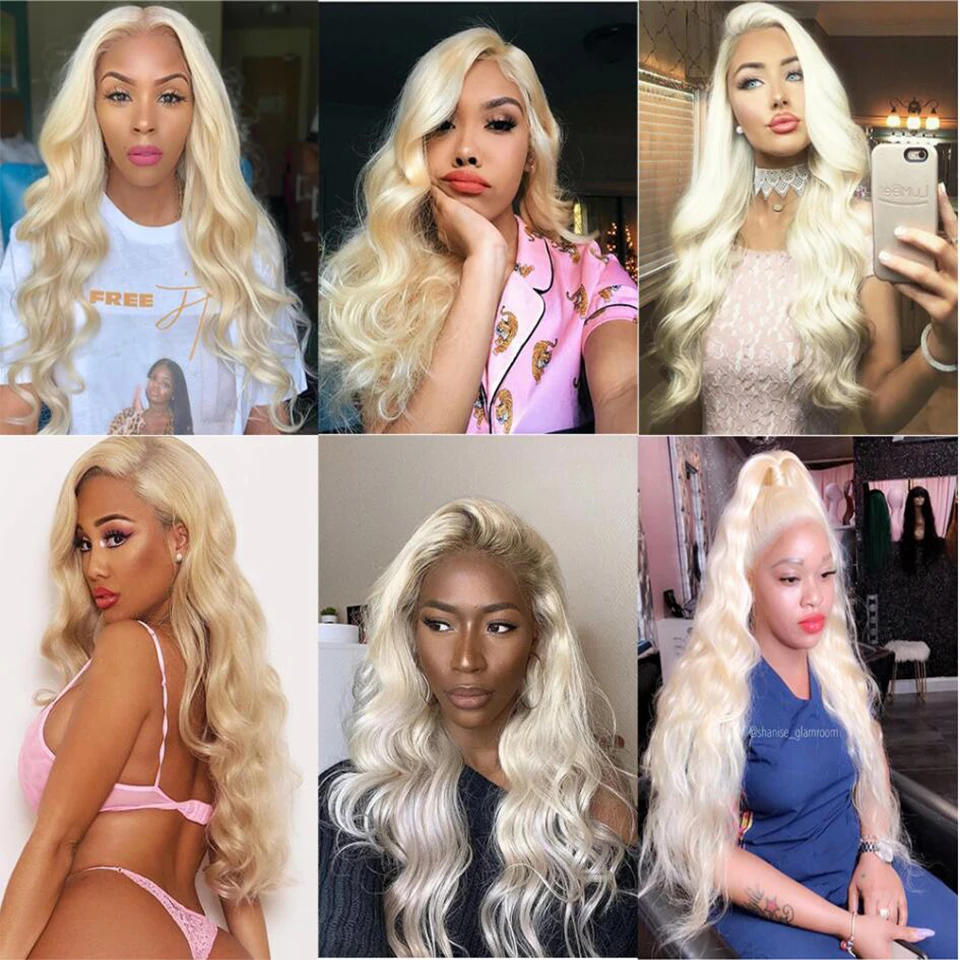Pacotes de Cabelo Onda do Corpo Extensões do Cabelo Loiro Longo Brasileiro Pacotes Remy Tecer Cabelo Humano Mel Loira B4u 613 3 High Quality Apliques e perucas