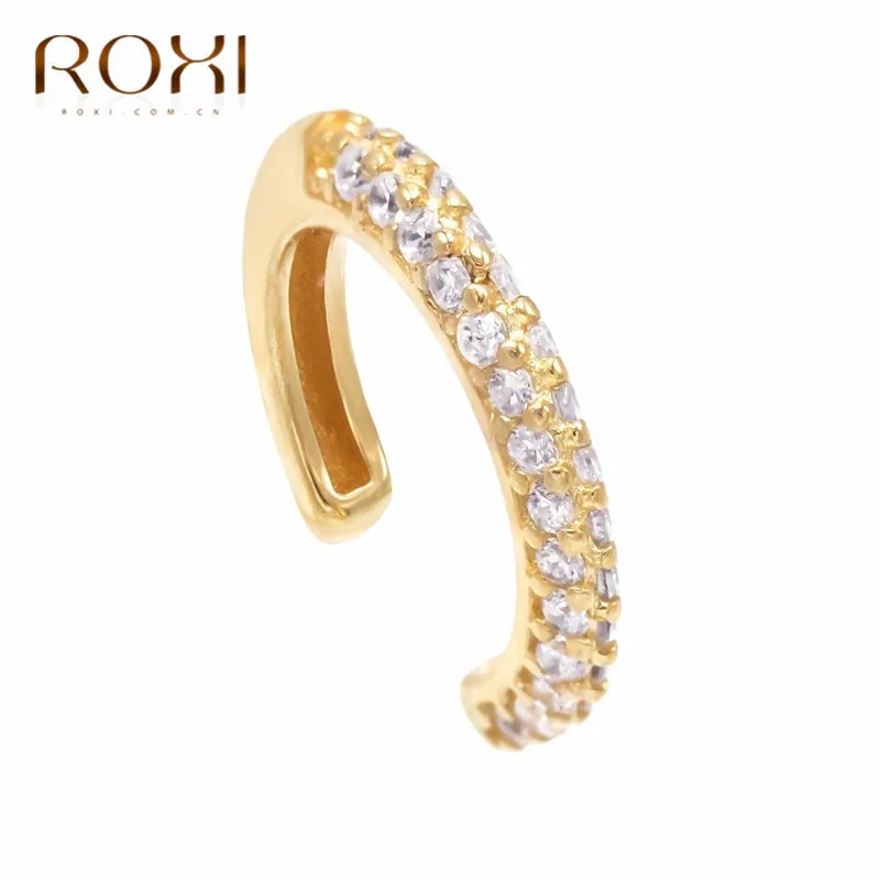 Gold 1pc ROXI простые серьги для ушей, хряща, Ушная клипса, серьги для женщин, без пирсинга, C Форма, геометрические серьги, 925 пробы, серебряные ювелирные изделия - Окраска металла: Gold 1pc