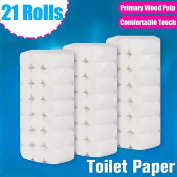 

21 Rolls/Lot Toilet Roll Paper 4 Layers Home Bath Toilet Roll Paper Primary Wood Pulp Toilet Paper Tissue Roll
