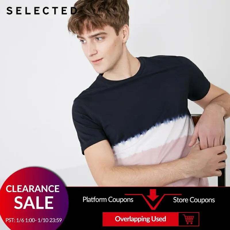 

SELECTED 2019 Men's Pure Cotton Gradient Short-sleeved T-shirt S|419201619