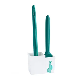

Toilet Brush Rubber Head Holder Bathroom Cleaning Brush Plastic Bathroom Accessories Set Home Long Handle Toilet Brush Cactus