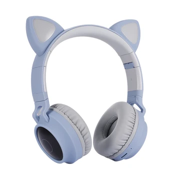 

LED Cat Ear Headset RGB 3-Color Lights Noise Cancelling Bluetooth Headphones BT 5.0 Wireless Earphone Support TF Card Radio