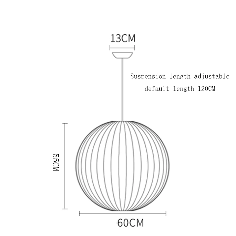 Скандинавский светодиодный подвесной светильник из шелка, лестница, датская столовая одежда, подвесной светильник, абажур, ресторан, татами, блеск - Цвет корпуса: C 60CM