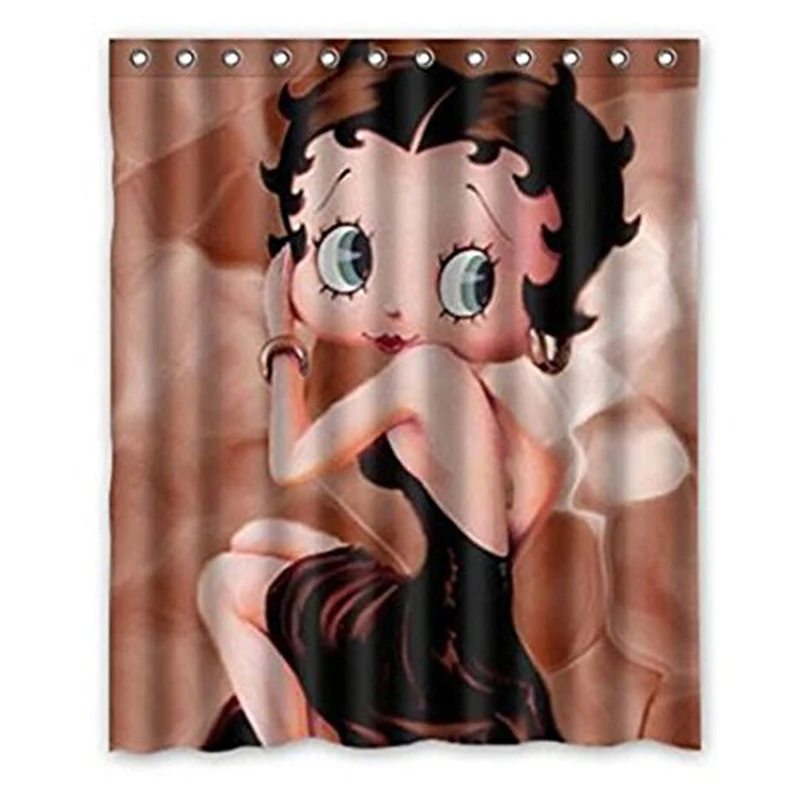 Семейный Рождественский подарок занавеска для душа Декор Сексуальная Betty Boop сердца Водонепроницаемый Ванная комната занавеска для душа с крючками - Цвет: 2