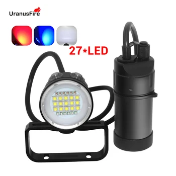 

27 LED Canister Diving Video Light Waterproof 100m Underwater XM L2 Scuba Dive Torch Rechargeable 18650 Led Split Flashlight