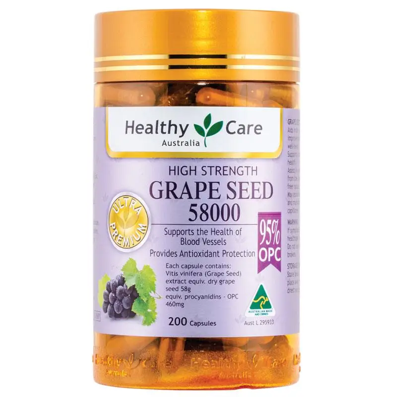 Healthy Care Grape Seed Extract 58000 Gold Jar 200 Caps (1)