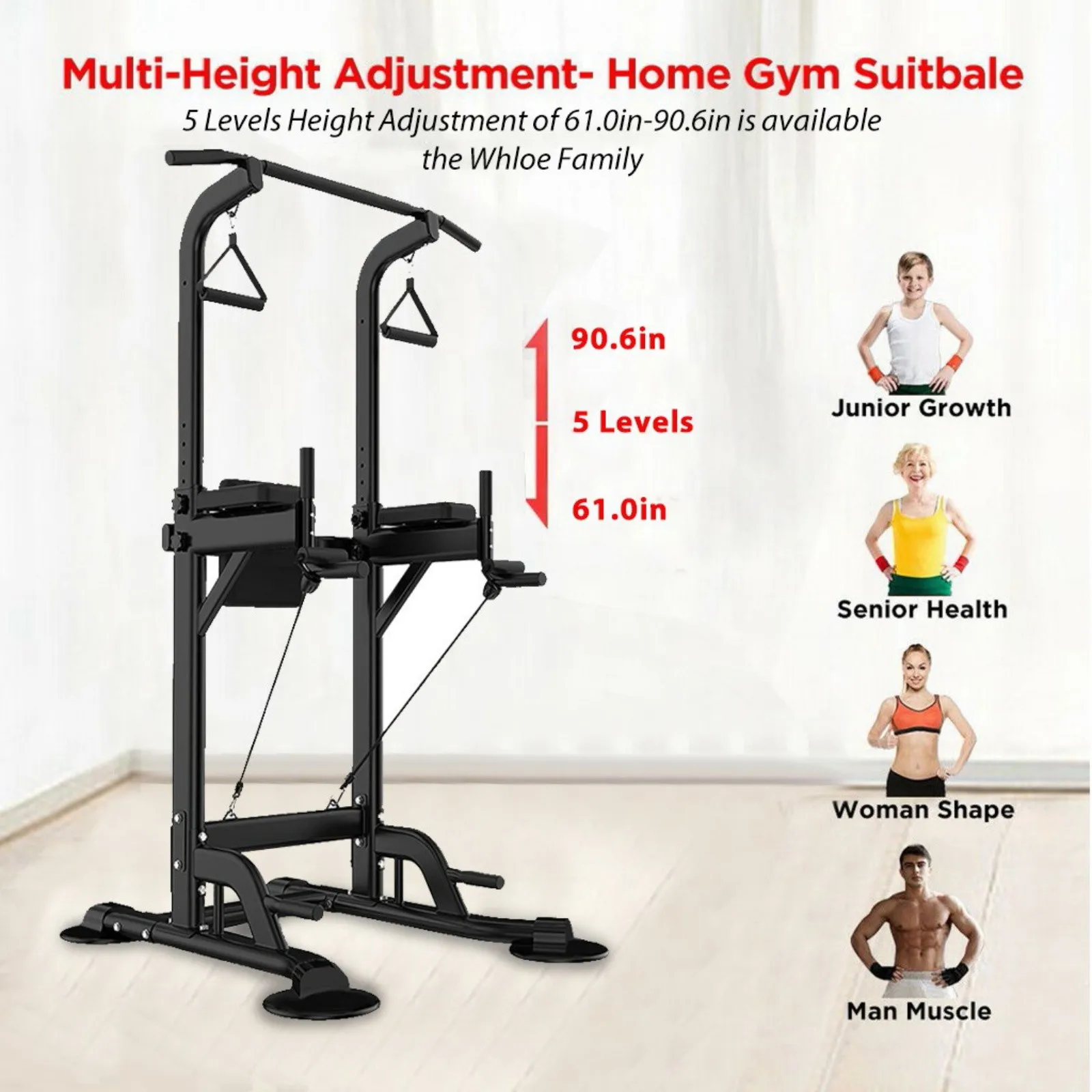 Details about   PowerDip Station Chin Up Bar Power Tower Pull Push Home Gym Fitness Core Sport H 