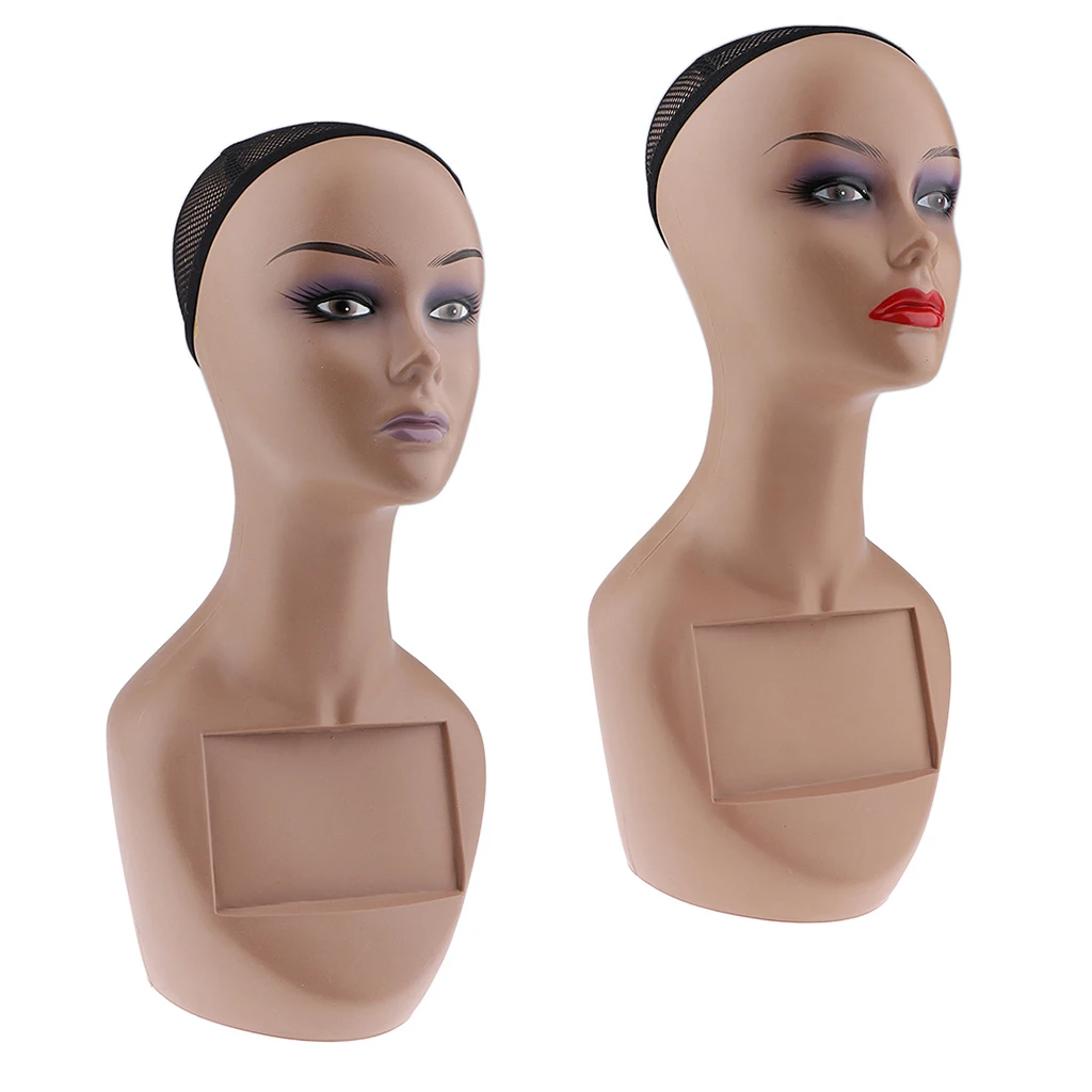 2pcs Female Mannequin Head with Shoulder for Wigs, Hats, Sunglasses Jewelry Display