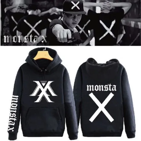 Monsta X, худи в стиле знаменитостей, корейский стиль, свободный крой, флисовая пара, весна и осень, универсальное пальто