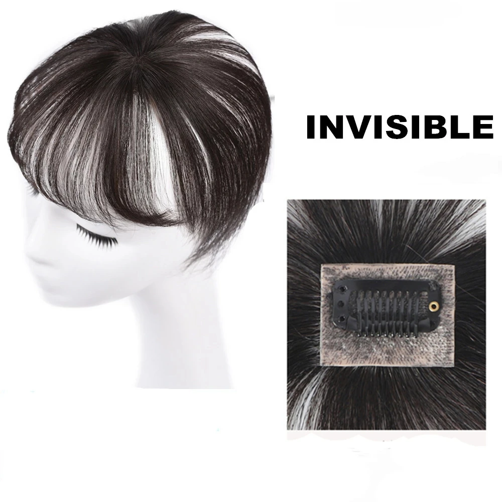 Anemone 3D Natural Human Hair Fringe Clip Ins Bangs Transparent Lace Air Bangs Brazilian Hair Non-remy For Women human hair bangs