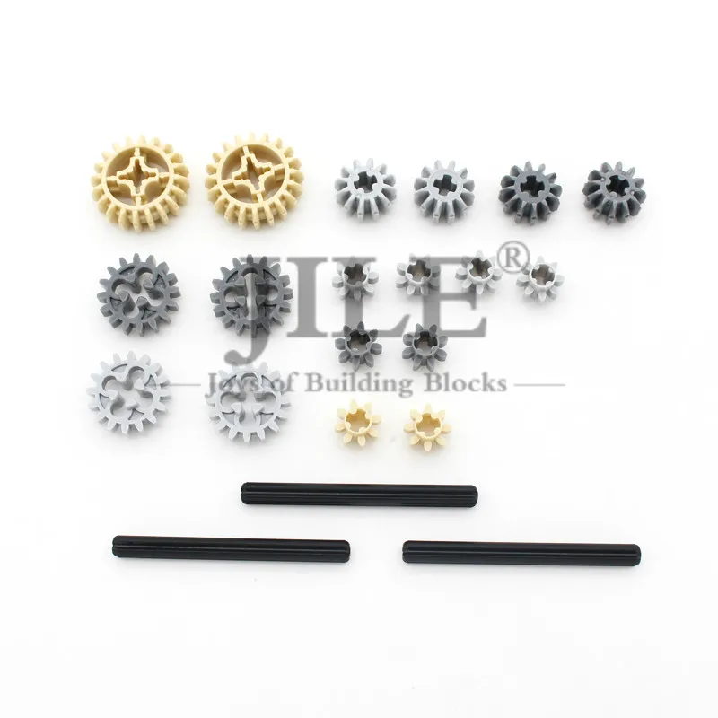 Moc Technology Wheel Gear Parts Set Bulk DIY Building Blocks Bricks Accessories Combination Mechanical with Cross Alxe Science 11