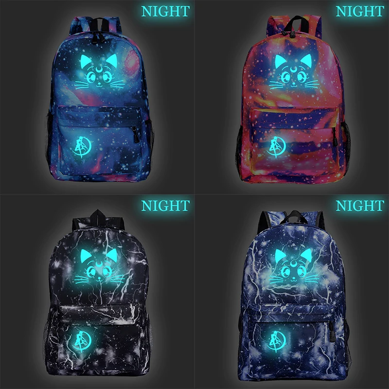 

Sailor Moon Luminous Beautiful New Pattern Notebook Backpack Rucksack Students Fashion School Bags for Teens Women Girls