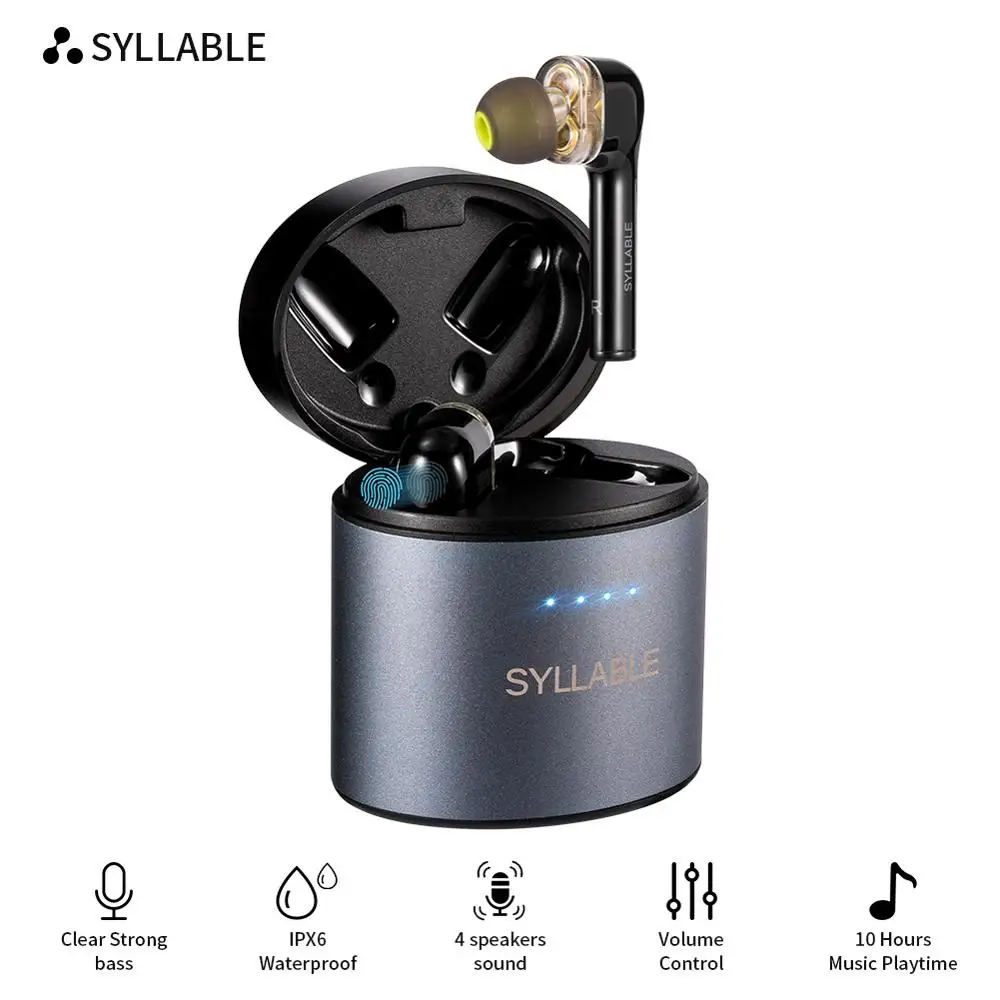 Original SYLLABLE S119 bluetooth V5.0 bass earphones wireless headset noise reduction SYLLABLE S119 Dual Dynamic Drivers earbuds