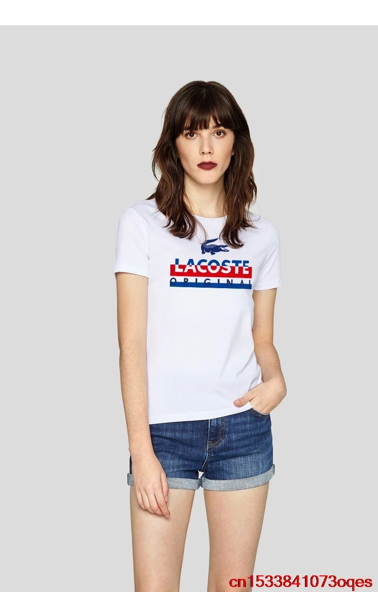 Lacoste- New Original Brand T Shirt Women Tops Summer Short Sleeve Fashion T-shirt 100% Cotton Tshirt 2LA101