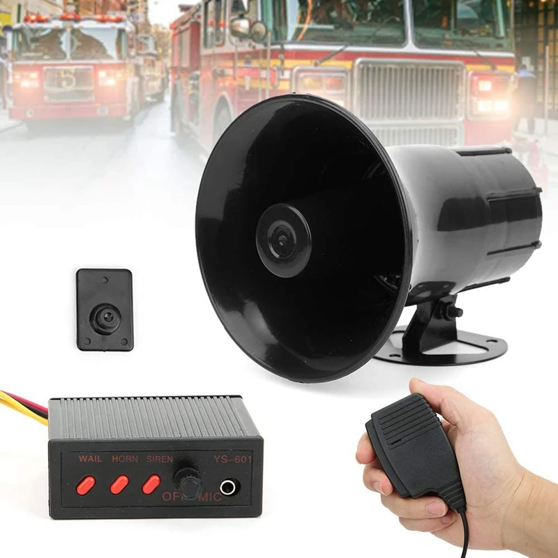 12V Police Siren Speaker 3 Tone Sound Volume Adjustment Vehicle Horn with Mic Loudspeaker Emergency Electronic PA System | Автомобили и