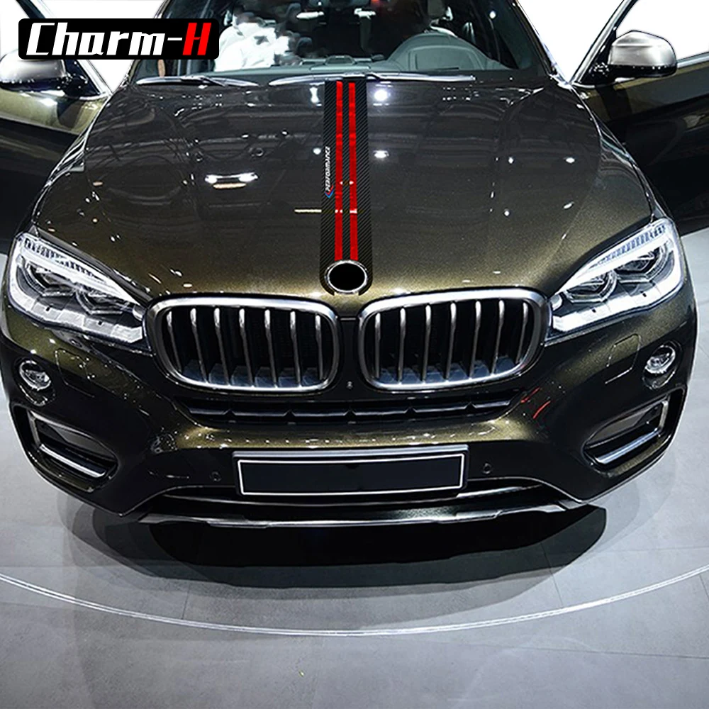 Car Styling 5D Carbon Fiber Car Hood Bonnet Sticker Decals M Performance Decor For BMW e90 e46 e39 e60 f30 f10 f15 f16 X5 x6 X3