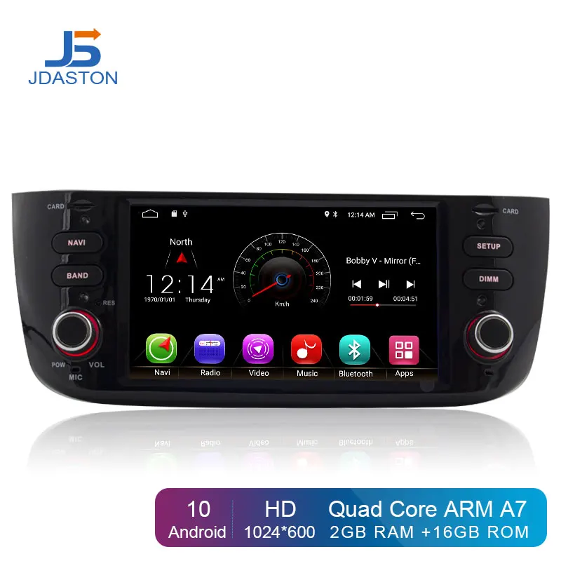 JDASTON Android 10.0 1 Din Car Radio For Fiat Abarth Punto EVO Linea 2012-2014 Car Multimedia Player GPS Navigation Stereo Wifi