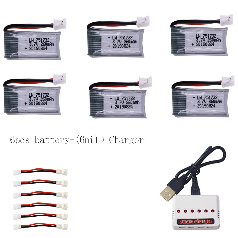 3 7 V 260mAh lipo батарея и (6ni1) зарядное устройство для H36 E010 E011 E012 E013 Дрон Furibee F36 RC Quadcopter
