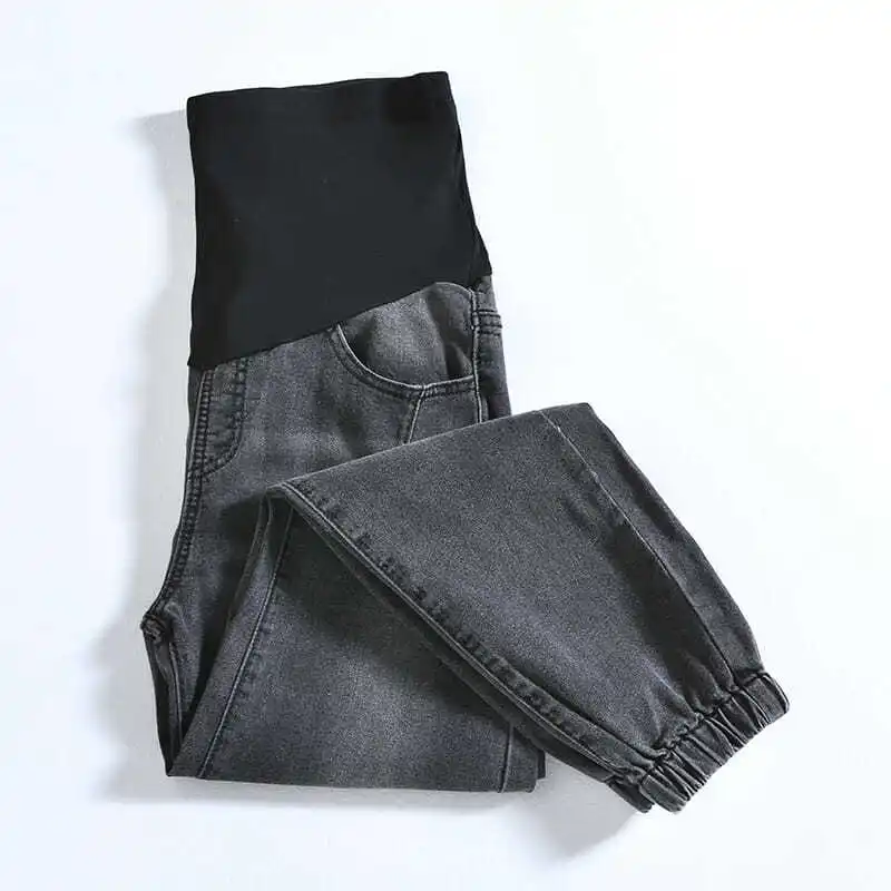 Pantalon de maternité pour femmes enceintes vêtements grossesse Jean pantalon pour grande taille taille réglable Denim ventre Jean pantalon automne ► Photo 2/6