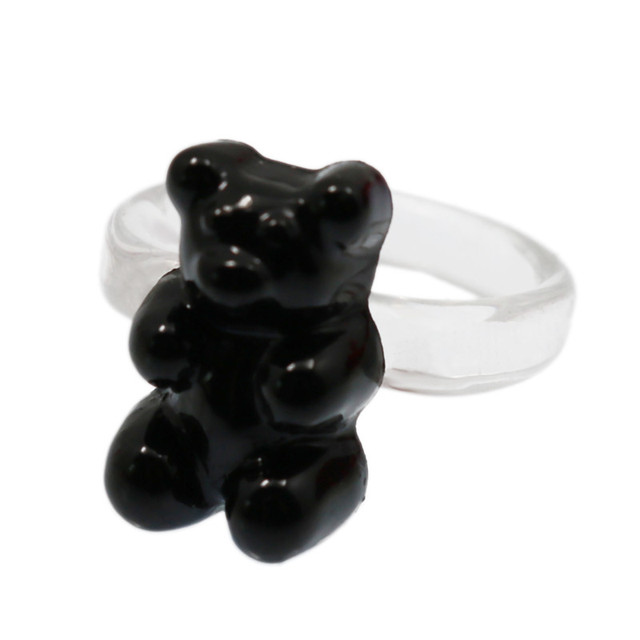 Transparent Bear Rings for Women Trendy Colorful Resin Finger Rings Wholesale Jewelry Girls Party Gifts