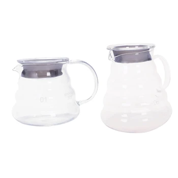 

2Pcs V60 Pour over Glass Range Coffee Server Carafe Drip Coffee Pot Coffee Kettle Brewer Barista Percolator Clear - 360Ml & 800M