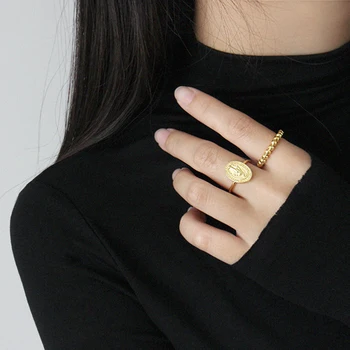 

Peri'sBox 3mm Beads 925 Sterling Silver Ring Minimalist Geometric Ball Rings for Women Gold Boho Stacking Ring Adjustable Dainty