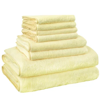 

8 Pcs/Set Bath Towel Solid Hand Towels Clean Quick Drying Bath Sheets Shower Soft Absorbent