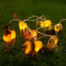 Dino – guirlande lumineuse à 10 LED de 2 mètres, avec des animaux sauvages, des dinosaures, luminaire décoratif idéal pour une fête ou une soirée