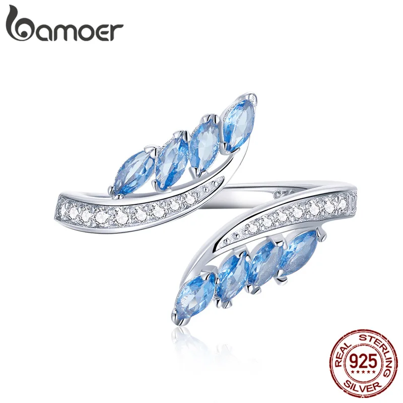 Женское регулируемое кольцо BAMOER BSR005 из стерлингового серебра 925 пробы в форме ивы