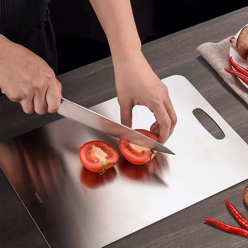  Kitchen 304 Stainless Steel Cutting Board Large Metal Chopping Board Solid and Durable Easy Clean A - 4000244367012