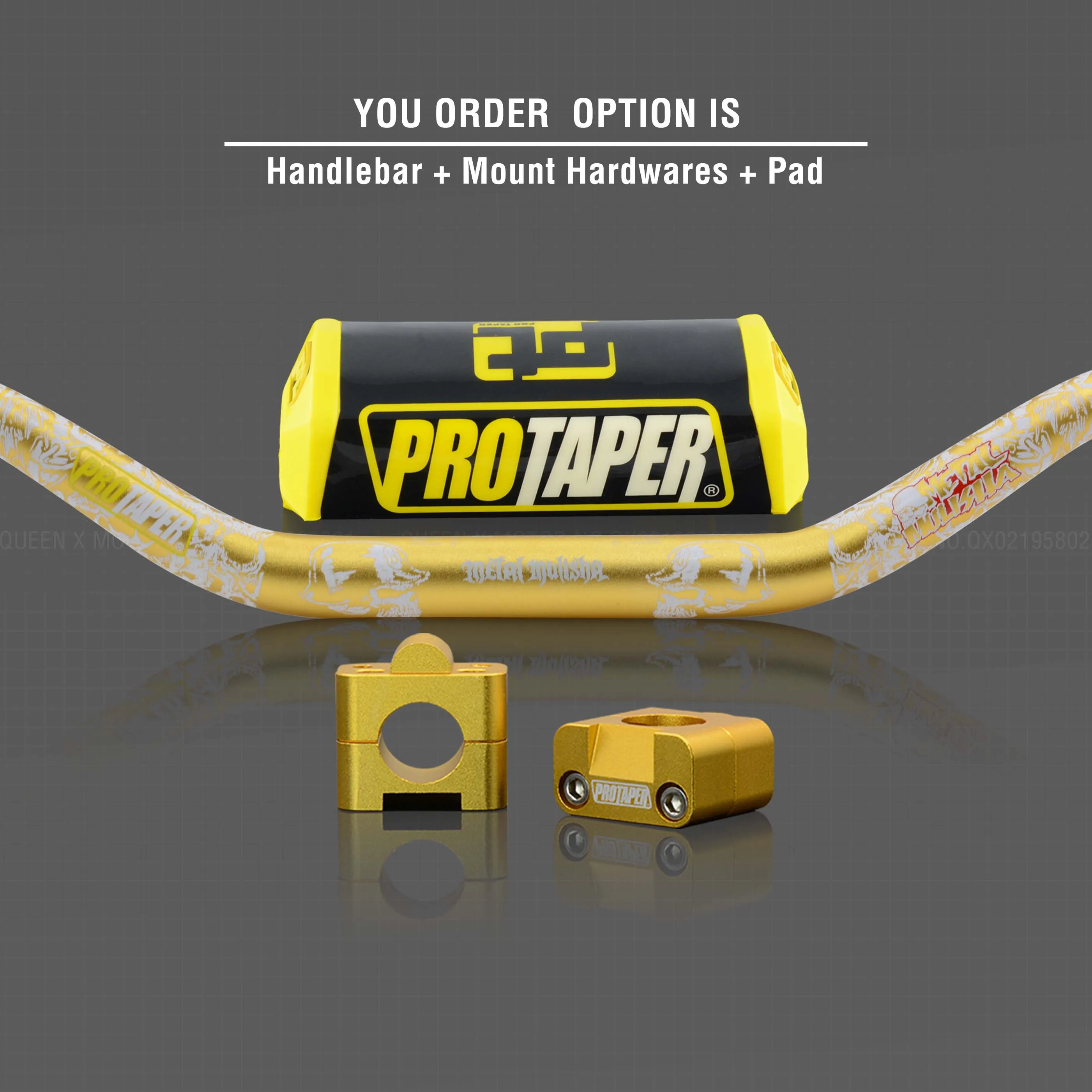 Руль для Pro Taper Pack Bar 1-1/" 6 дней Fatbar Колодки Ручки Pit Pro Racing Dirt Pit Bike мотоцикл с адаптер cnc - Цвет: Gold Combo3