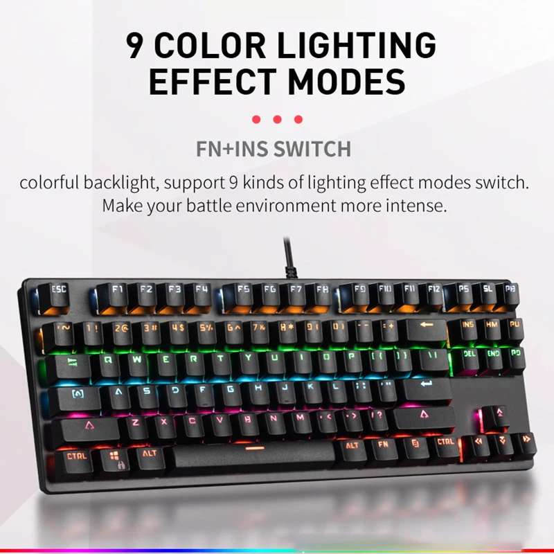 Dust-proof Wired Mechanical Keyboard 87 Keys Gaming Keyboard USB Connector 9 Colors Swich teclado mecanico for laptop desktop